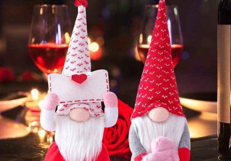 pink plush valentines day gnomes for love